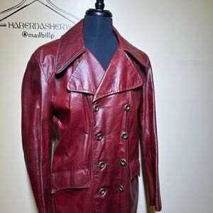 Vintage Mens double breasted leather Jacket
